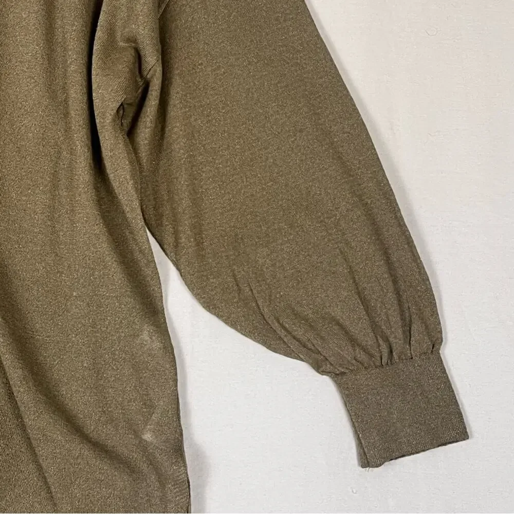 ZARA Linen Blend Oversized Shimmer Tunic Top Womens Small Olive Green Spring - Picture 6 of 12